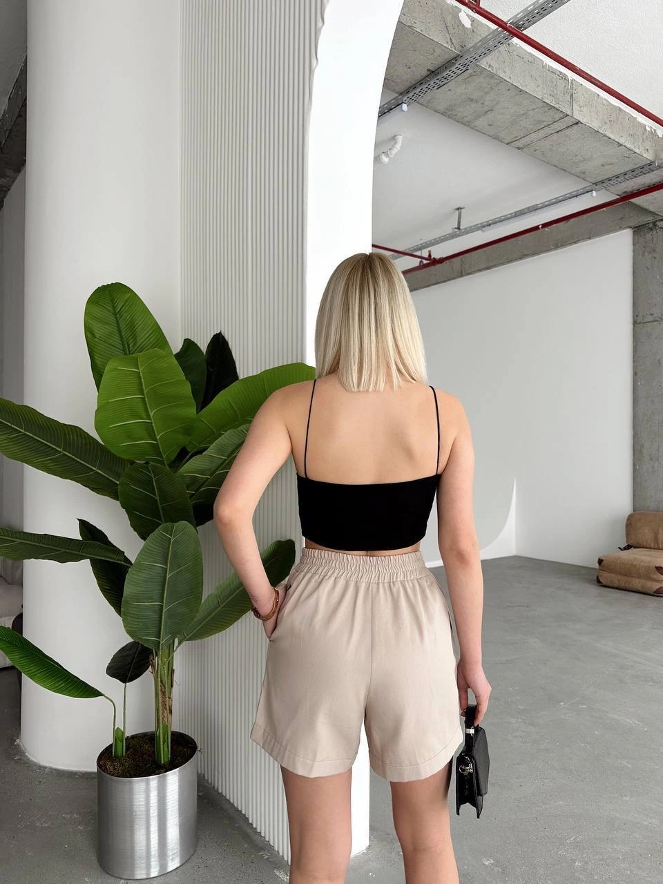 Çıtçıtlı gabardin şort