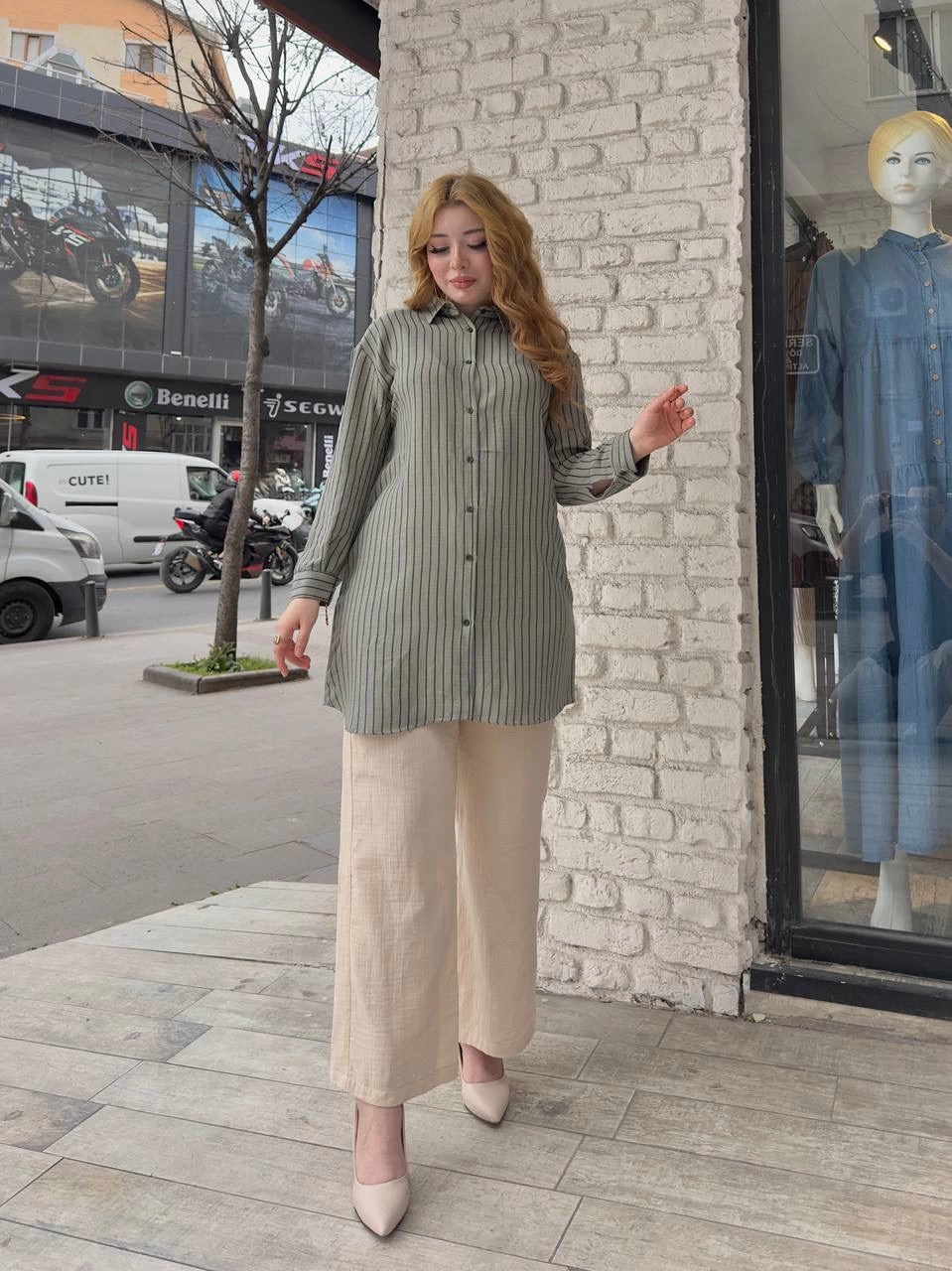 Çizgili tunik gömlek