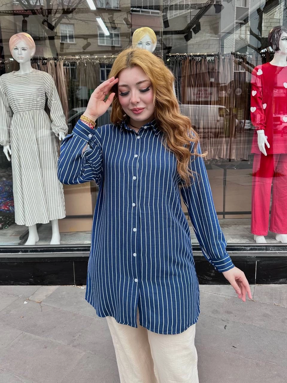 Çizgili tunik gömlek