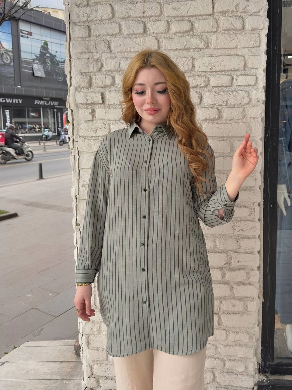 Çizgili tunik gömlek