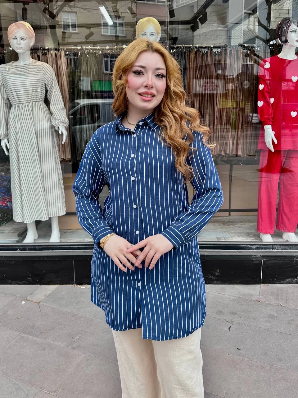 Çizgili tunik gömlek