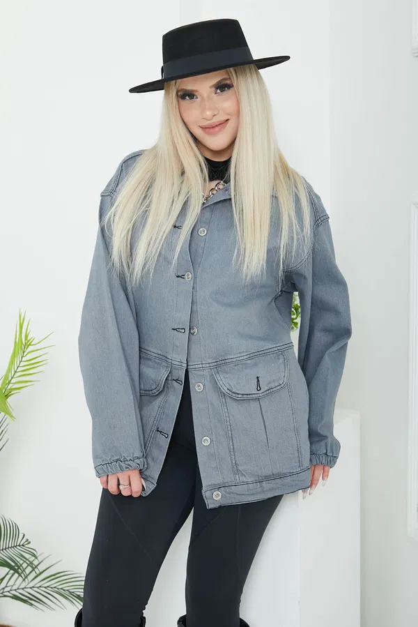 Kadın Oversize Körüklü Cep Kot