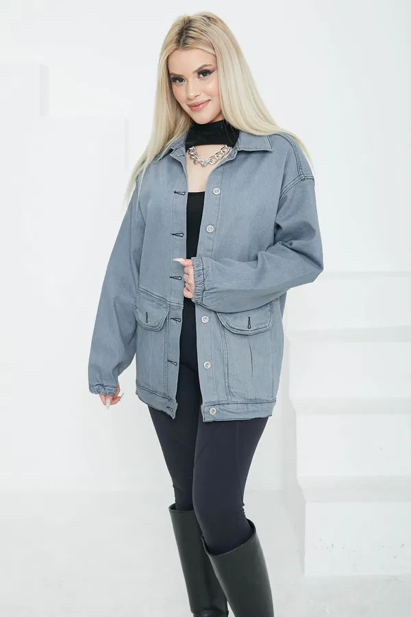 Kadın Oversize Körüklü Cep Kot