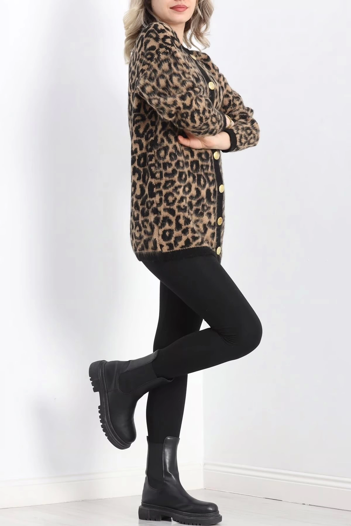 Kahve leopar hırka
