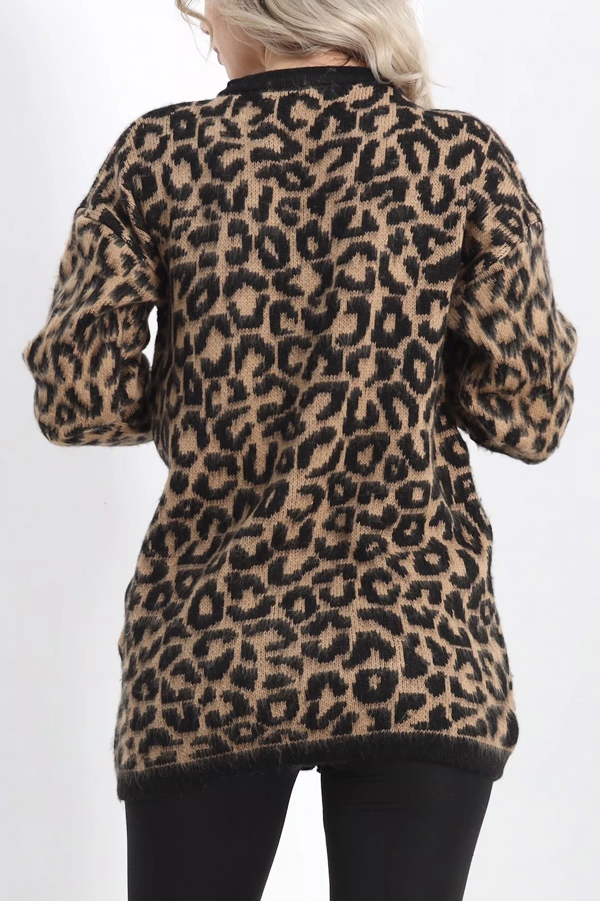 Kahve leopar hırka