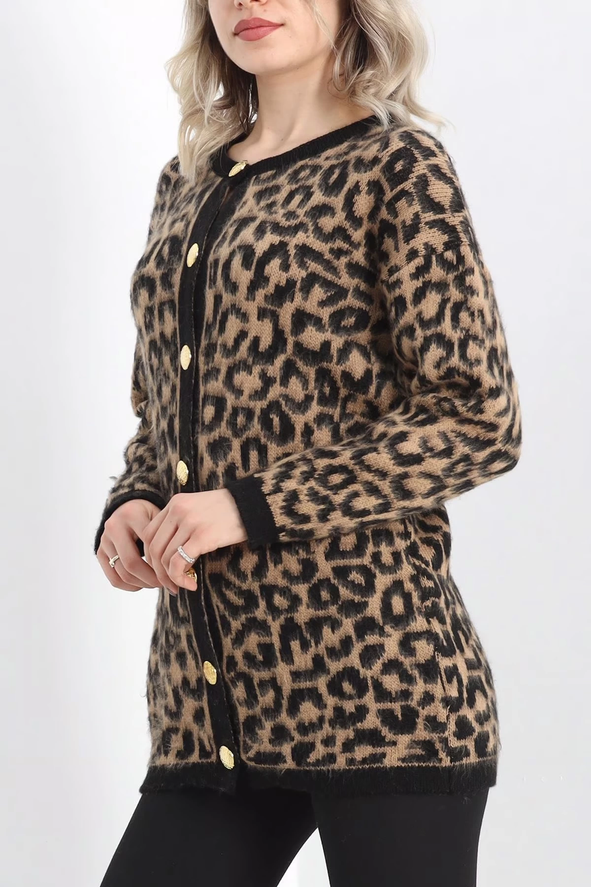 Kahve leopar hırka