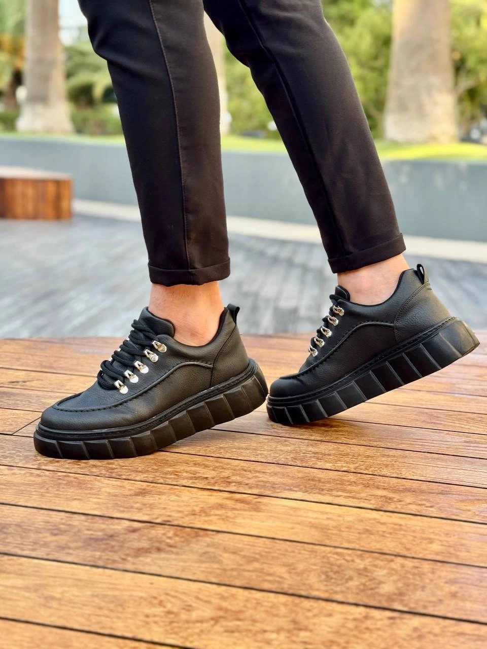 KB-X10 Kuback Kömür Cilt Yüksek Taban Günlük Spor Ayakkabı