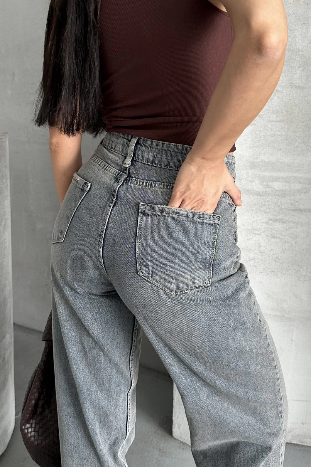 Palazzo bıyık kar yıkama buz mavi jeans pantolon d2008