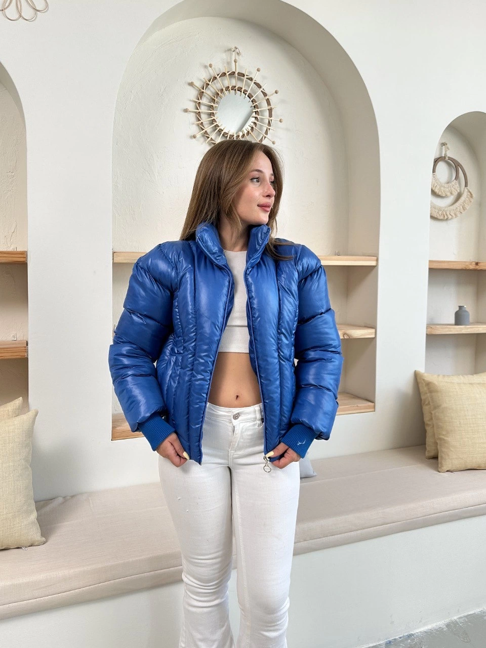 Puffer kısa mont mavi st25534