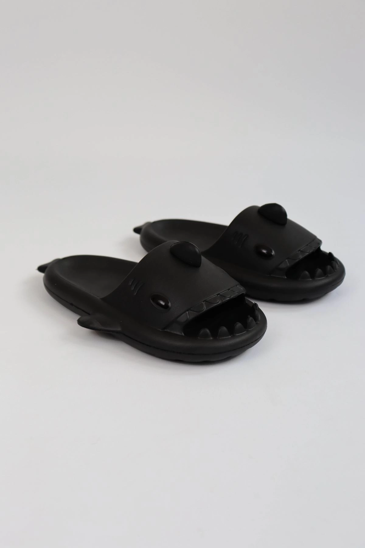 WG500 Köpekbalığı Siyah Unisex Tam Ortopedik Terlik Shark Slides
