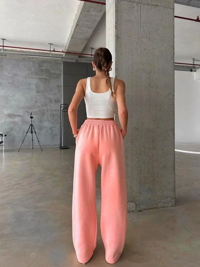 3 iplik şardonlu oversize eşofman somon