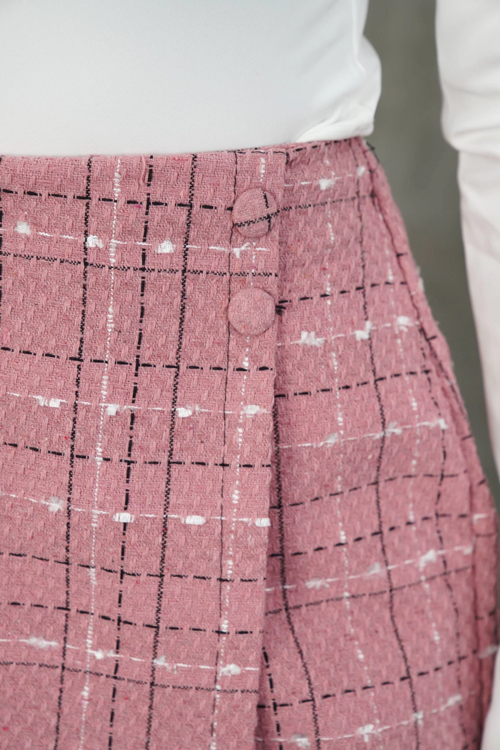 İki düğmeli şort etek pembe h26414