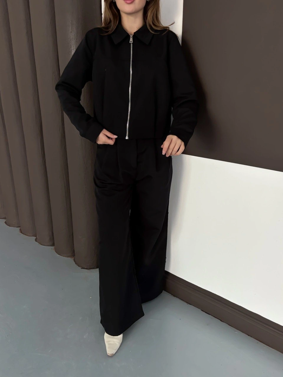 Trenç takım alt üst siyah ons