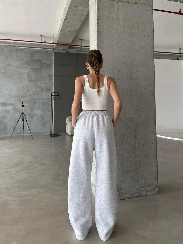 3 iplik şardonlu oversize eşofman gri