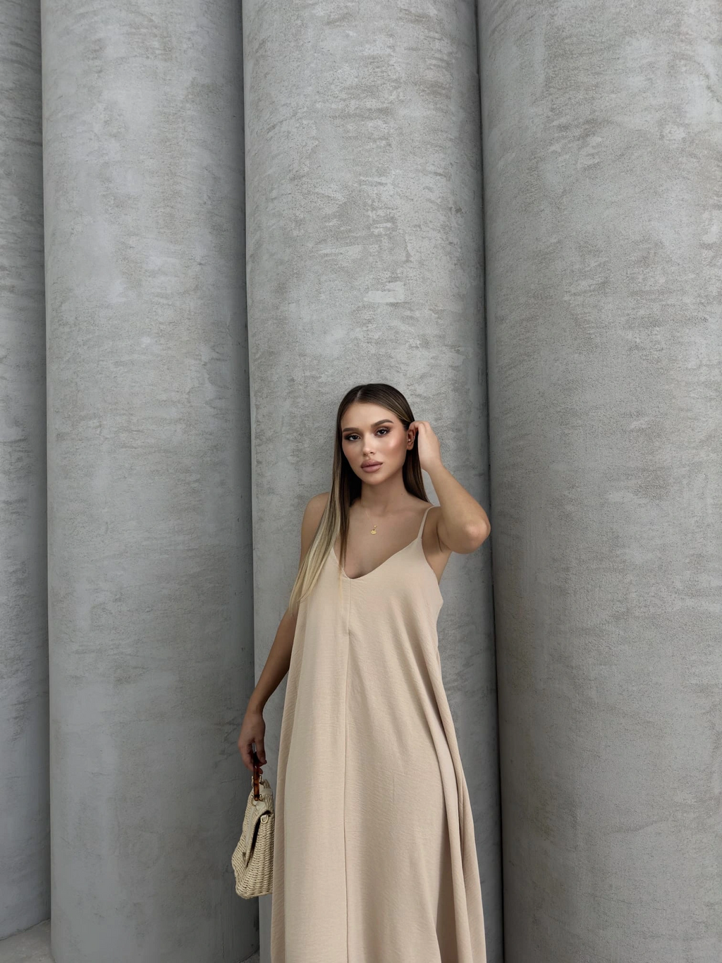 Aerobin uzun elbise bej pt