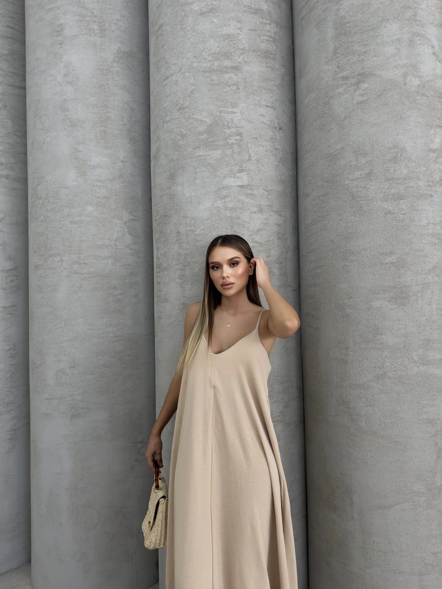 Aerobin uzun elbise bej pt