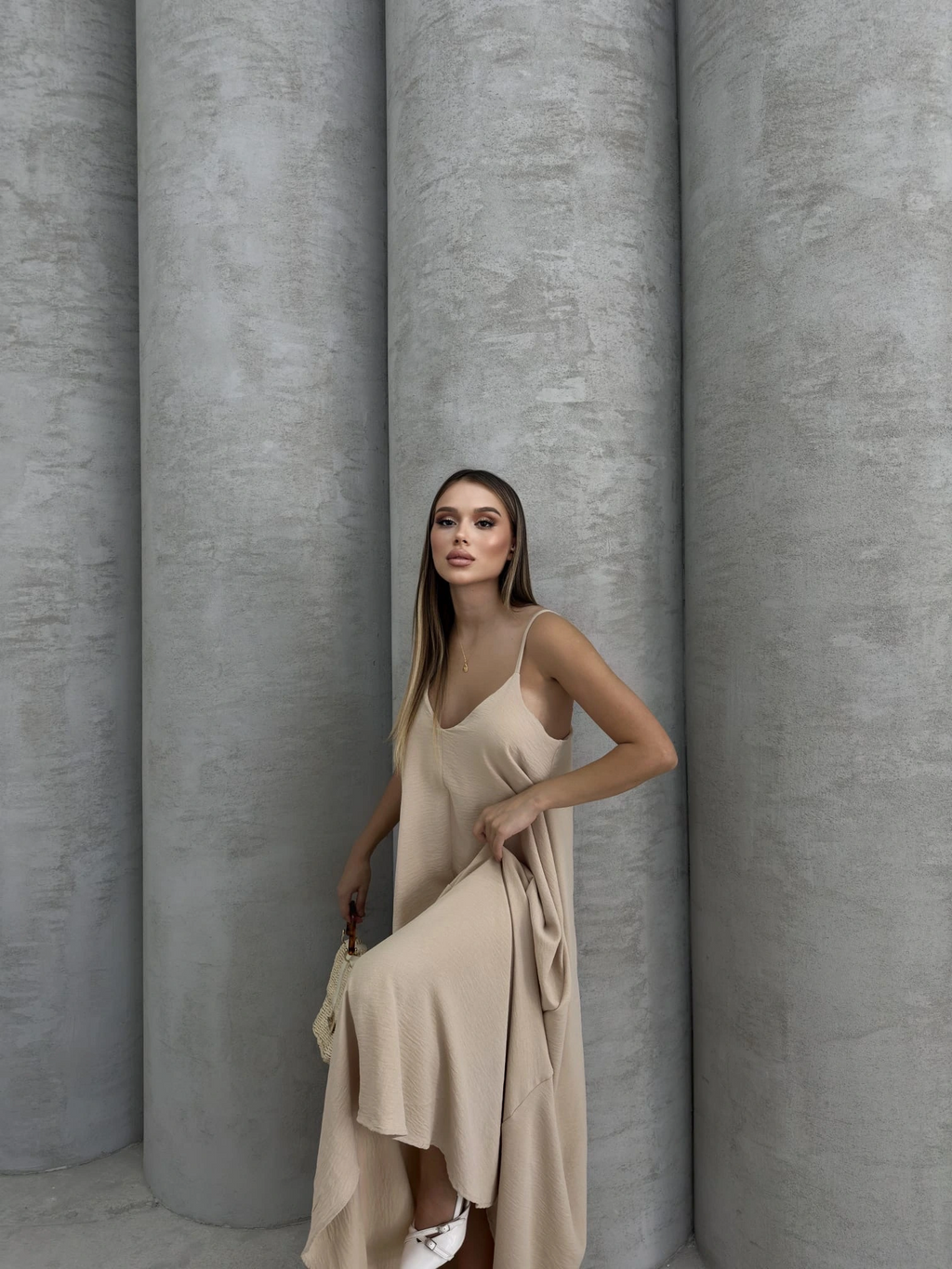 Aerobin uzun elbise bej pt