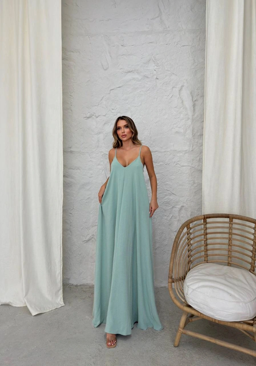 Aerobin uzun elbise çağla yeşili pt