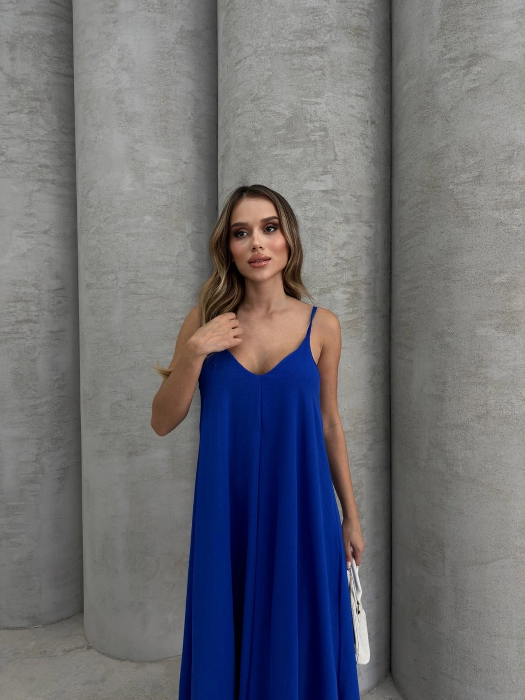 Aerobin uzun elbise saks mavisi pt