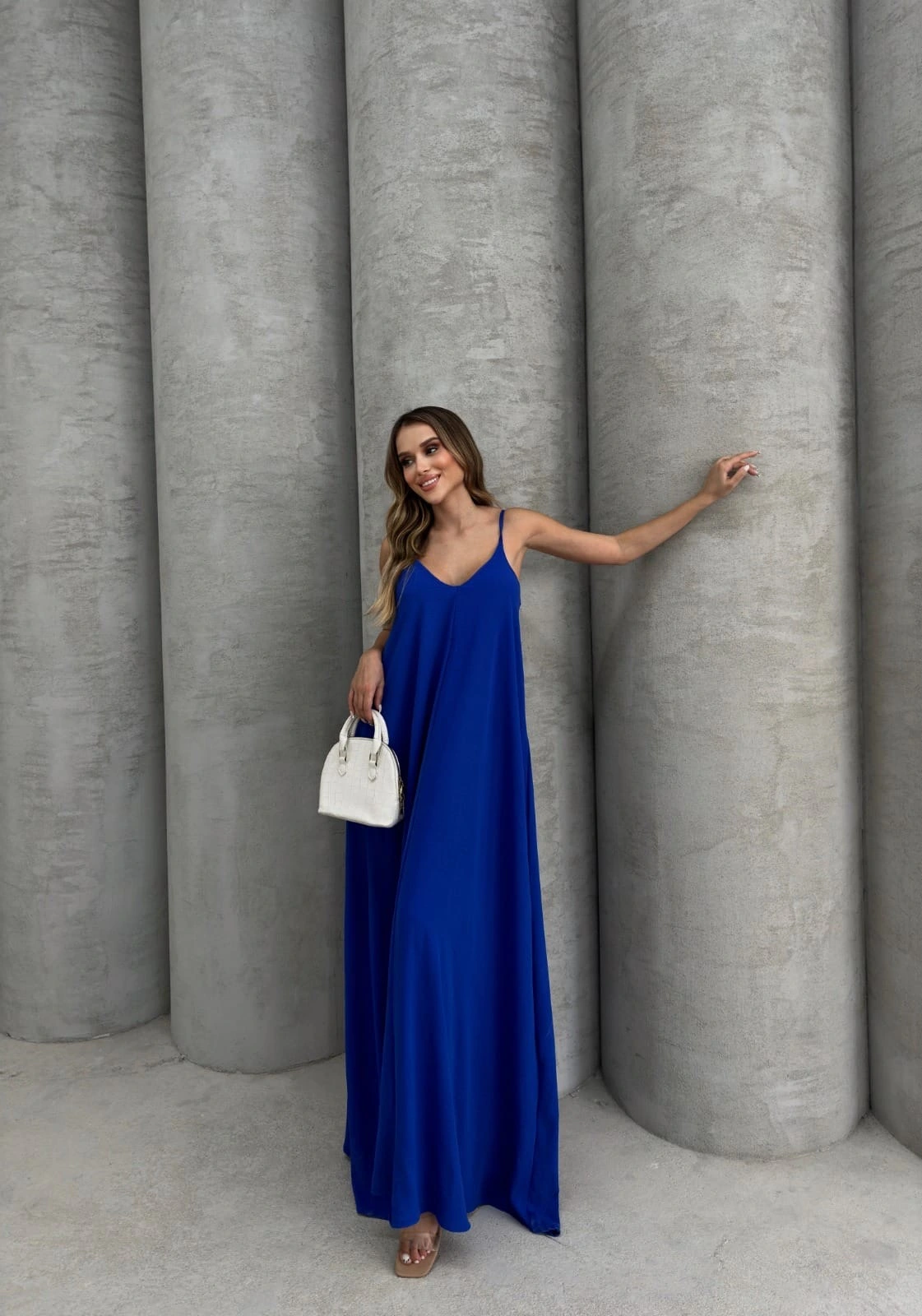 Aerobin uzun elbise saks mavisi pt