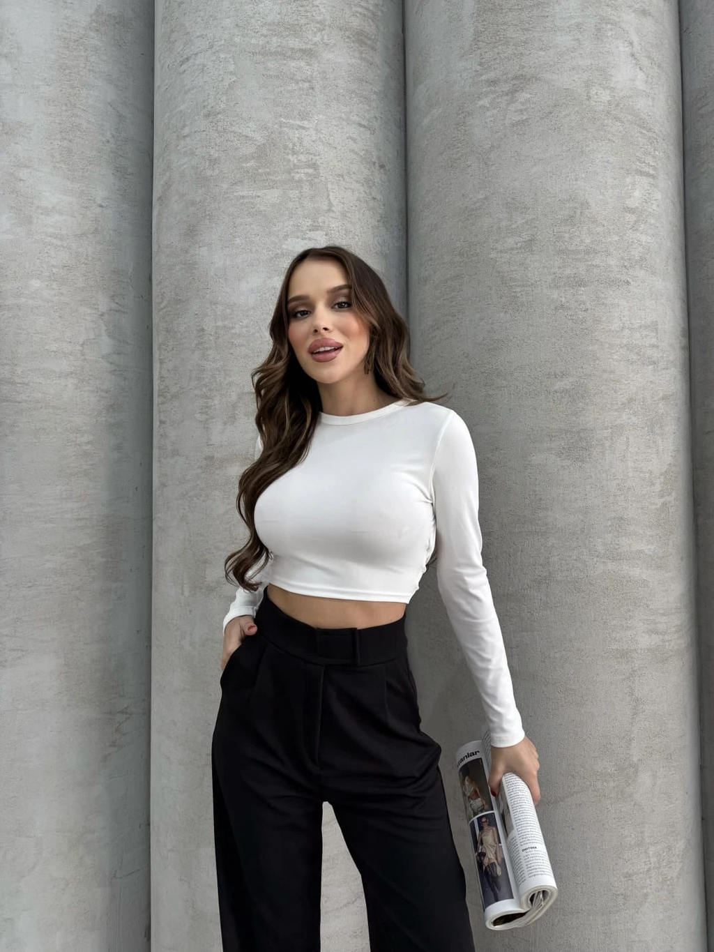 Cırtlı pantolon krep siyah pt