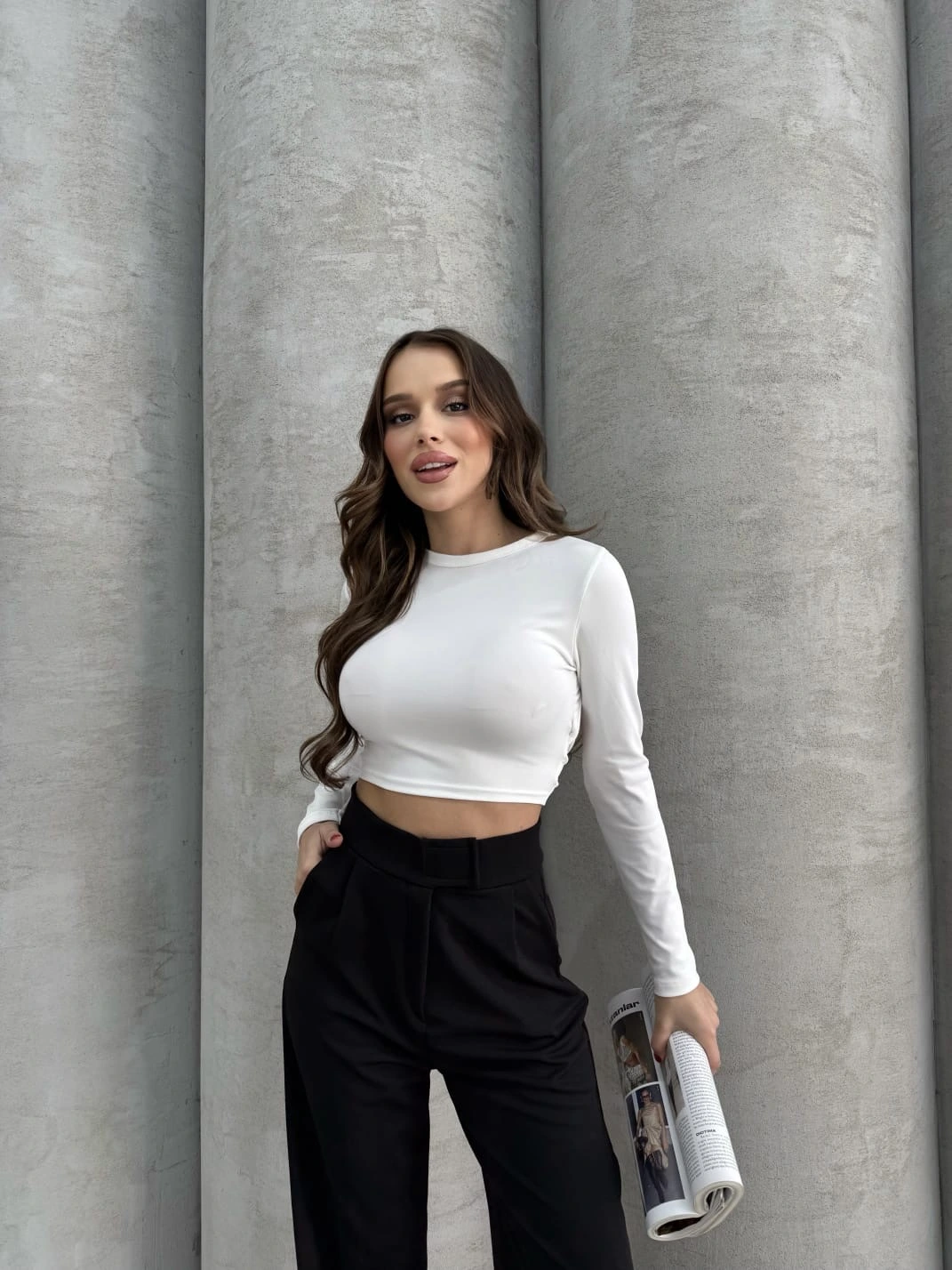 Cırtlı pantolon krep siyah pt