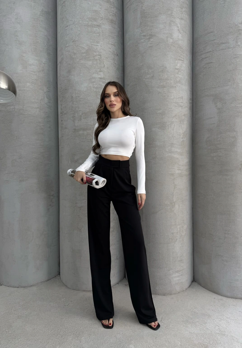 Cırtlı pantolon krep siyah pt
