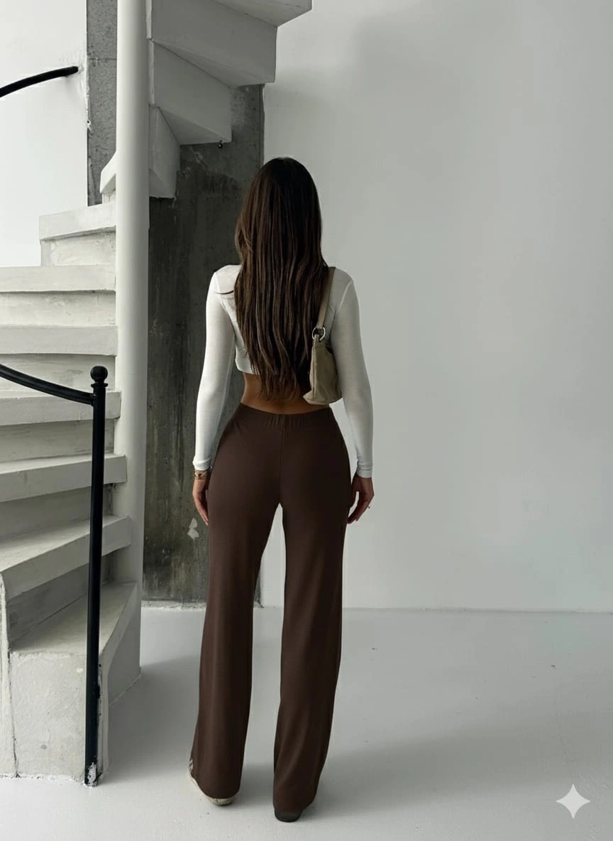 Fit comfort bej salaş pantolon kahve A6011