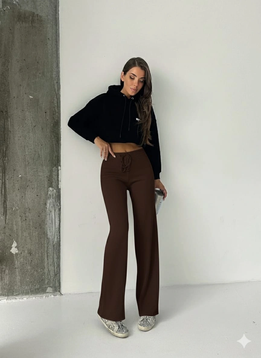 Fit comfort bej salaş pantolon kahve A6011