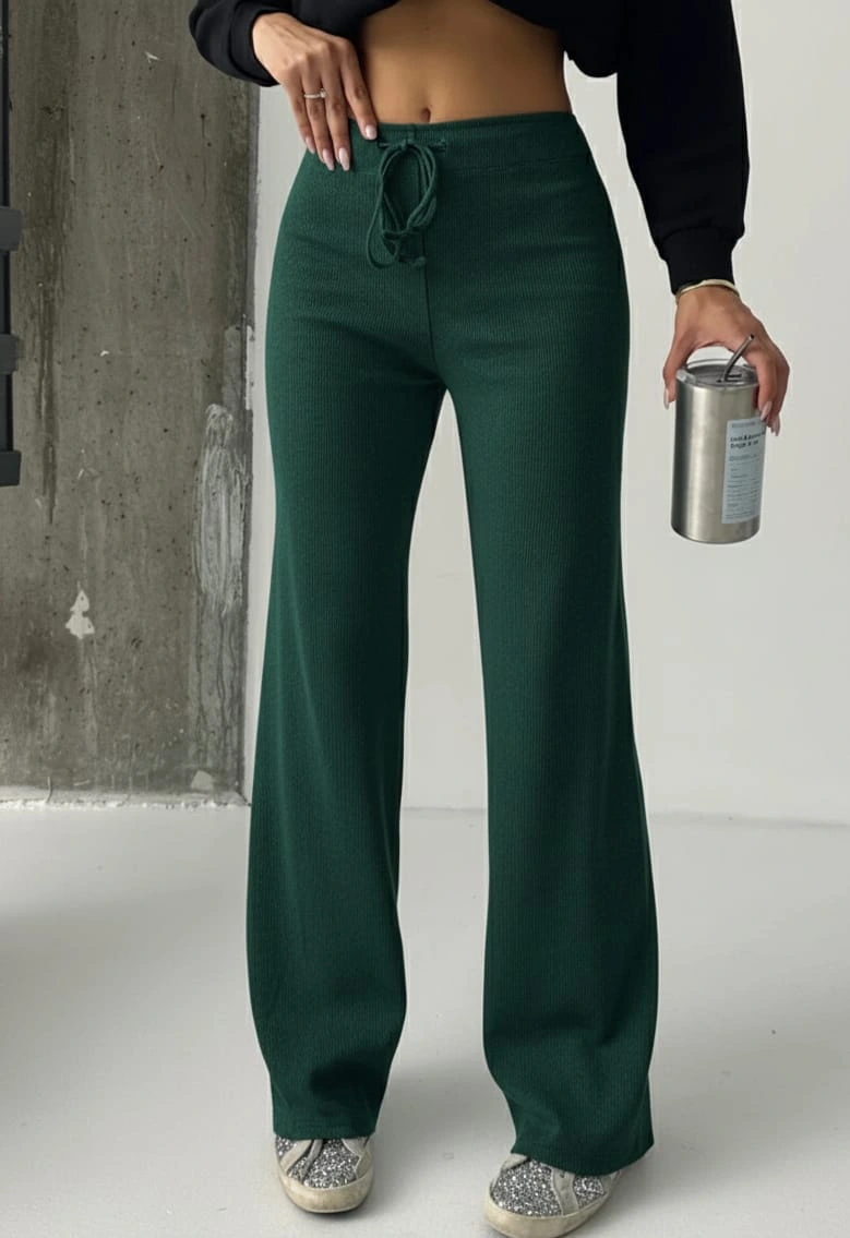 Fit comfort bej salaş pantolon petrol yeşili A6011