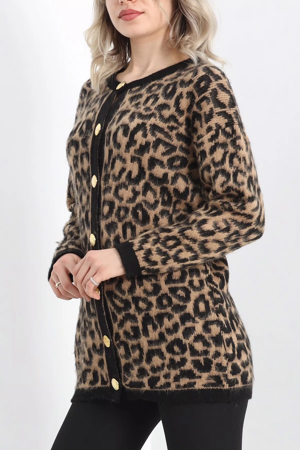 Kahve leopar hırka