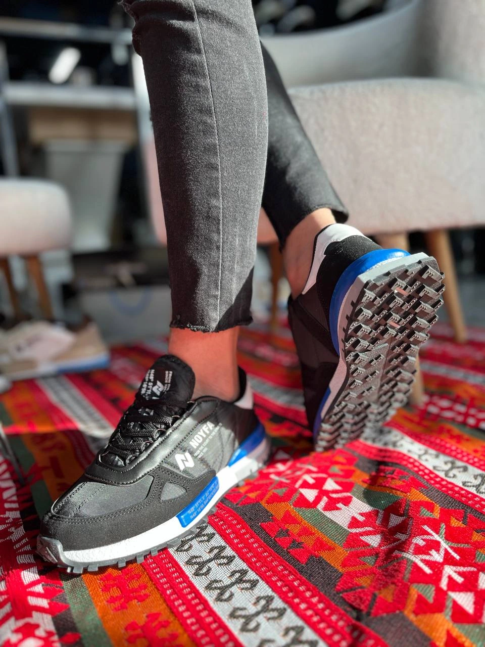 KB-N1 Kuback Siyah Mavi Detaylı Günlük Erkek Ayakkabı