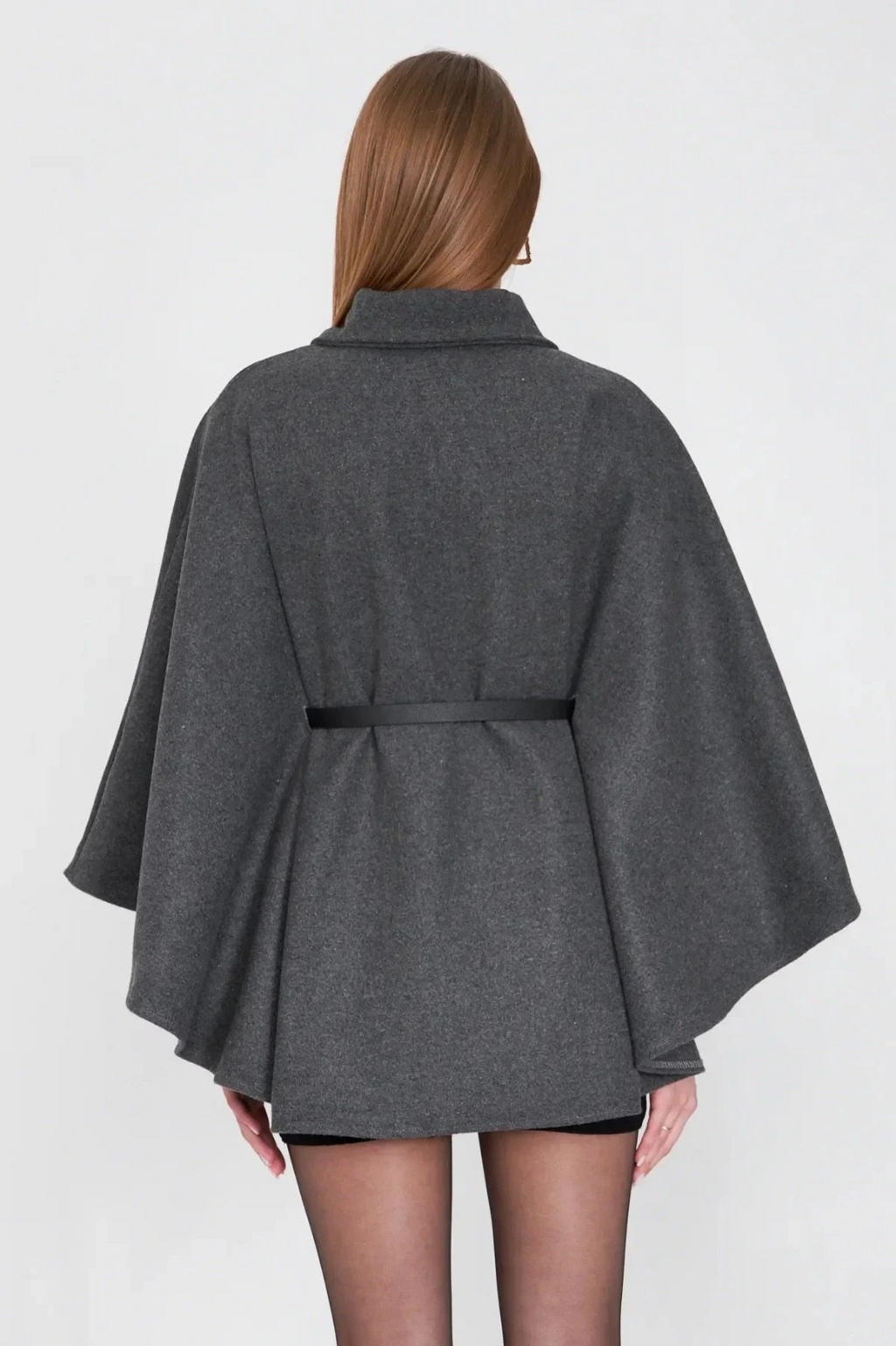 Kemerli kaşe panço antrasit pt