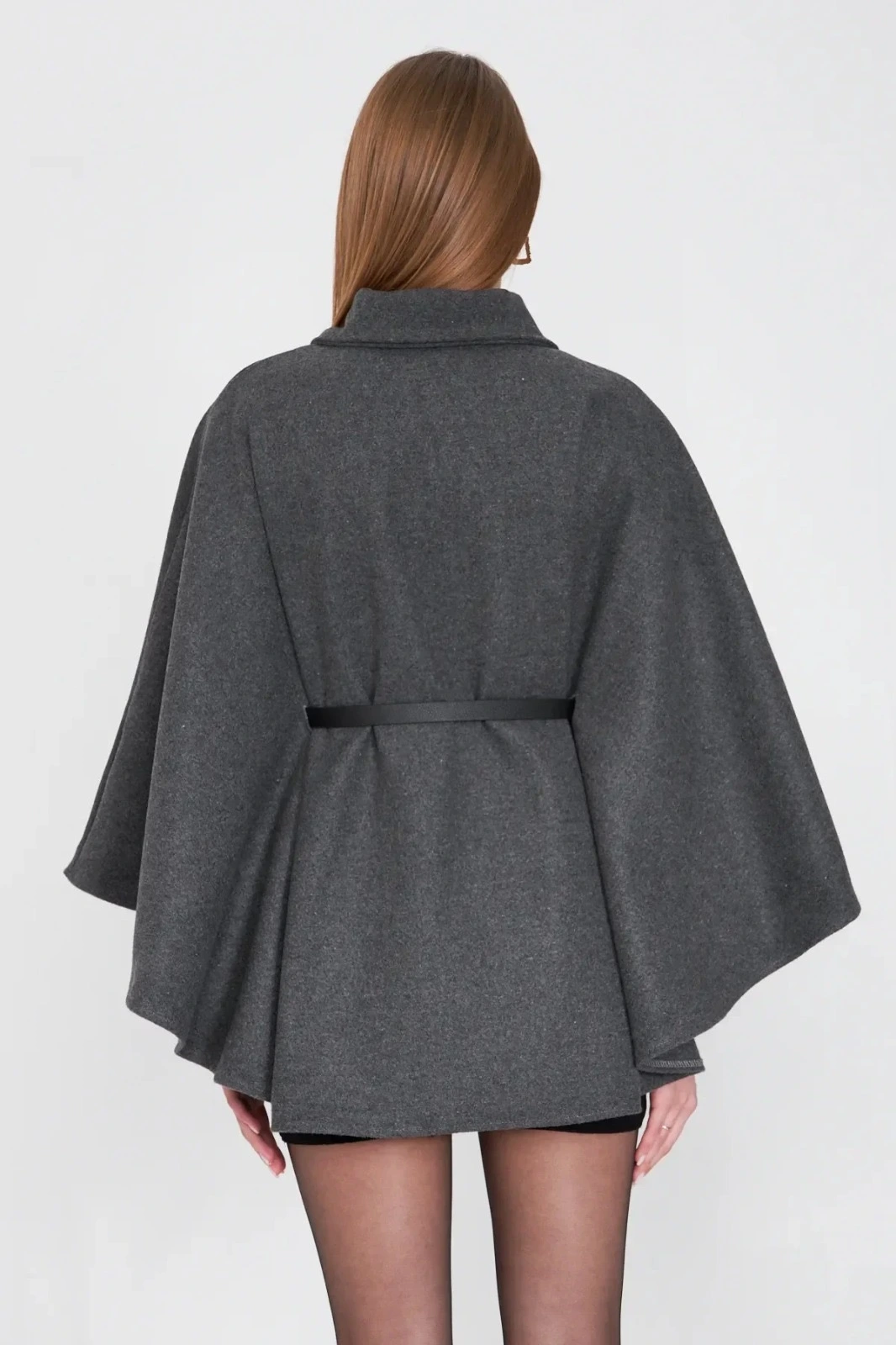 Kemerli kaşe panço antrasit pt