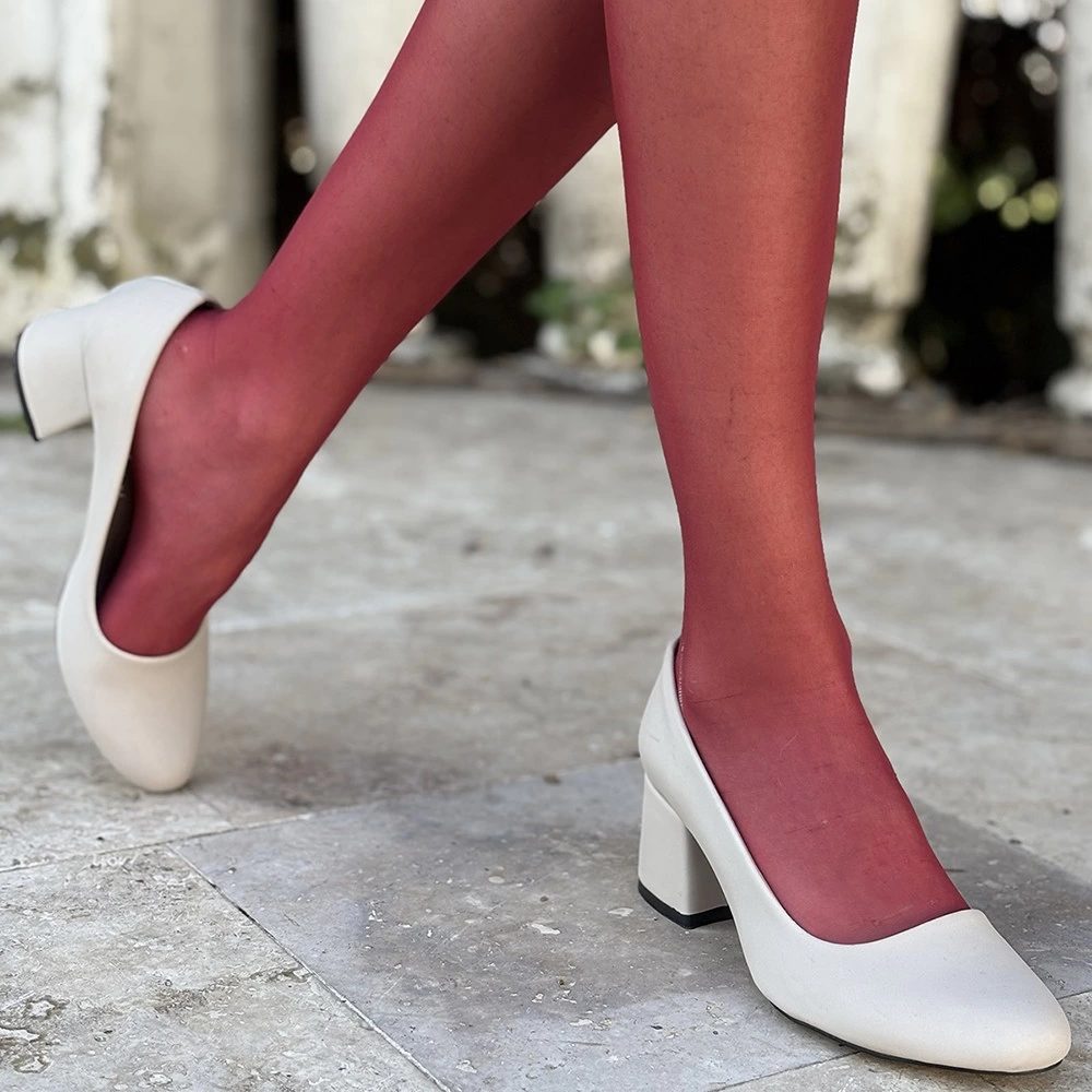 Rortiy Bej Saten Topuklu Ayakkabı