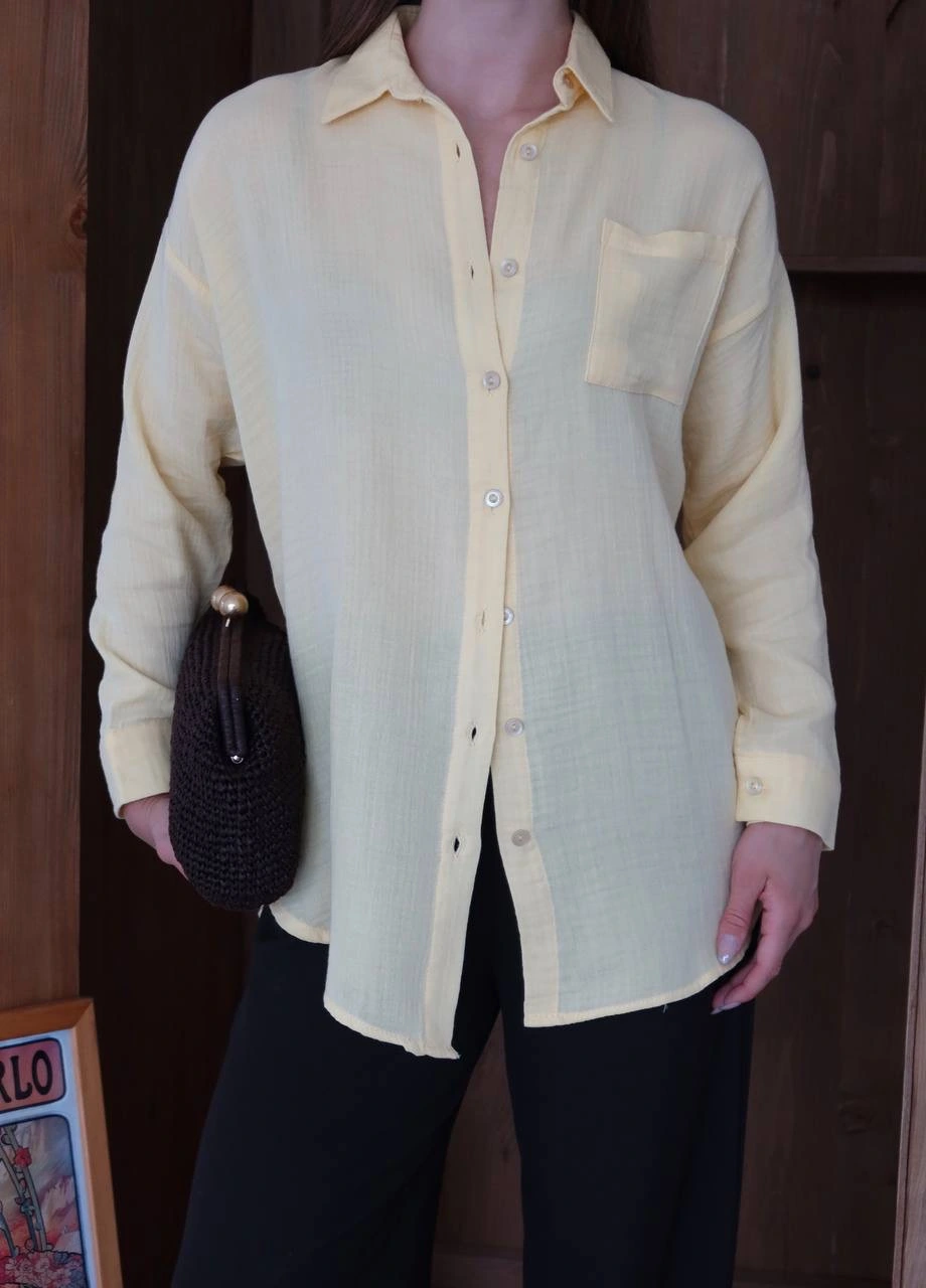 Tek cepli müslin gömlek sarı