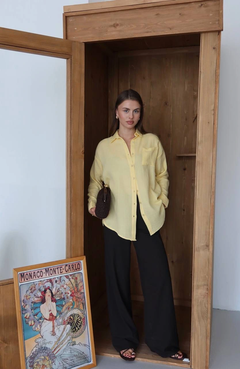 Tek cepli müslin gömlek sarı