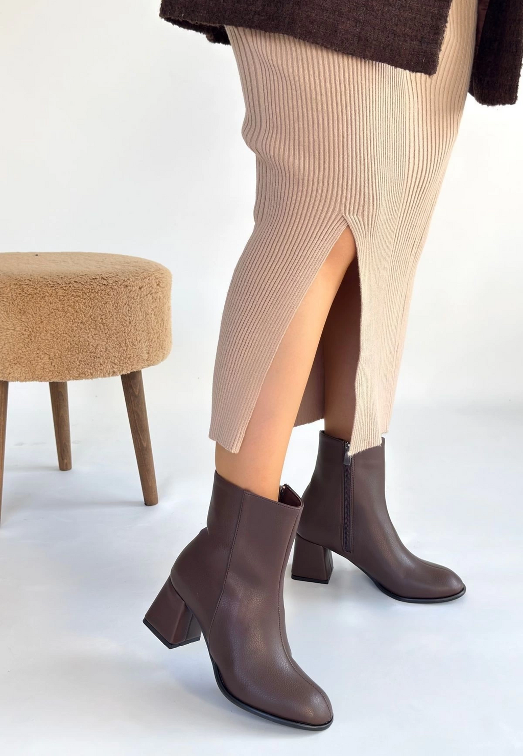 Tendy Kahverengi Cilt Topuklu Bot