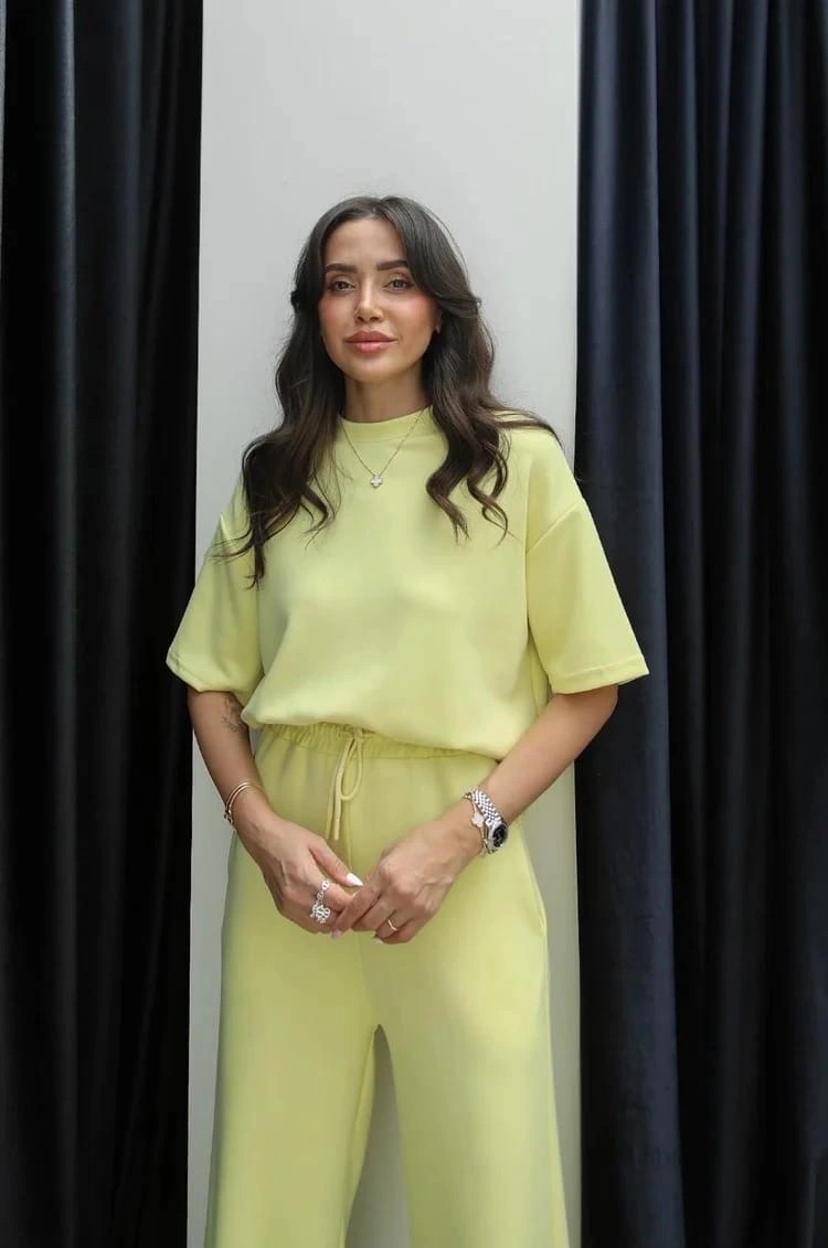 Tshirt alt üst modal takım sarı