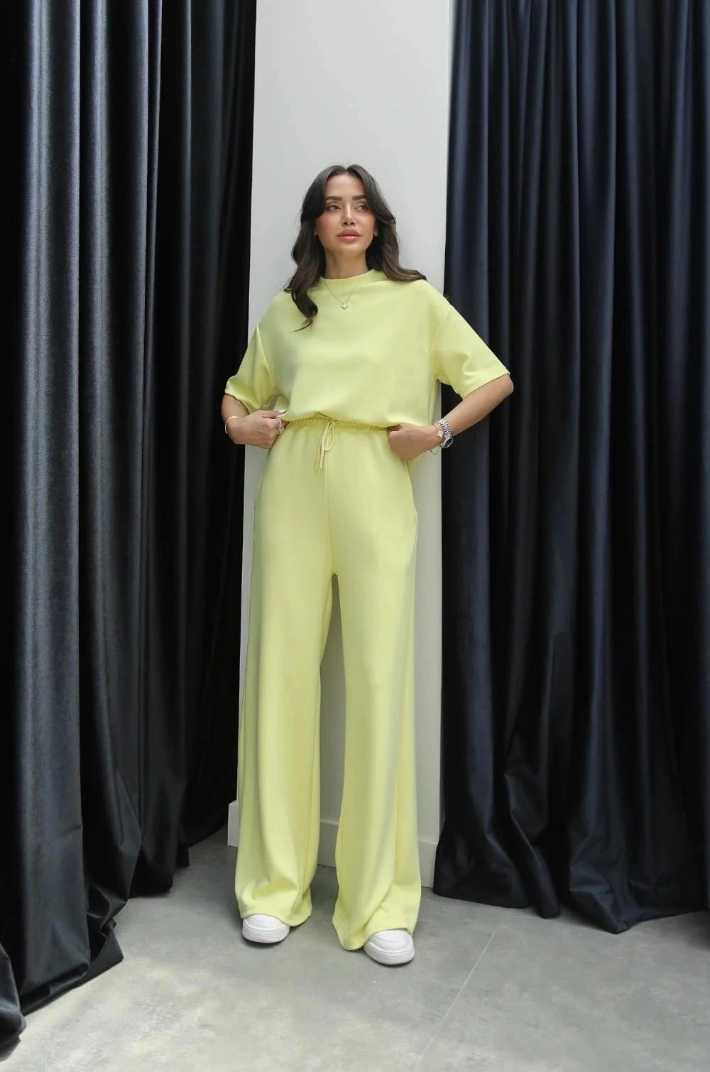 Tshirt alt üst modal takım sarı