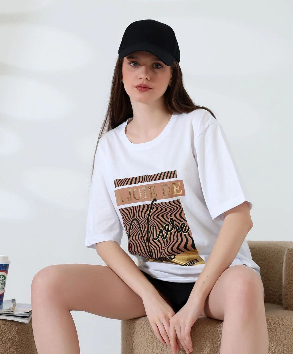 Varak çizgili Oversize tişört