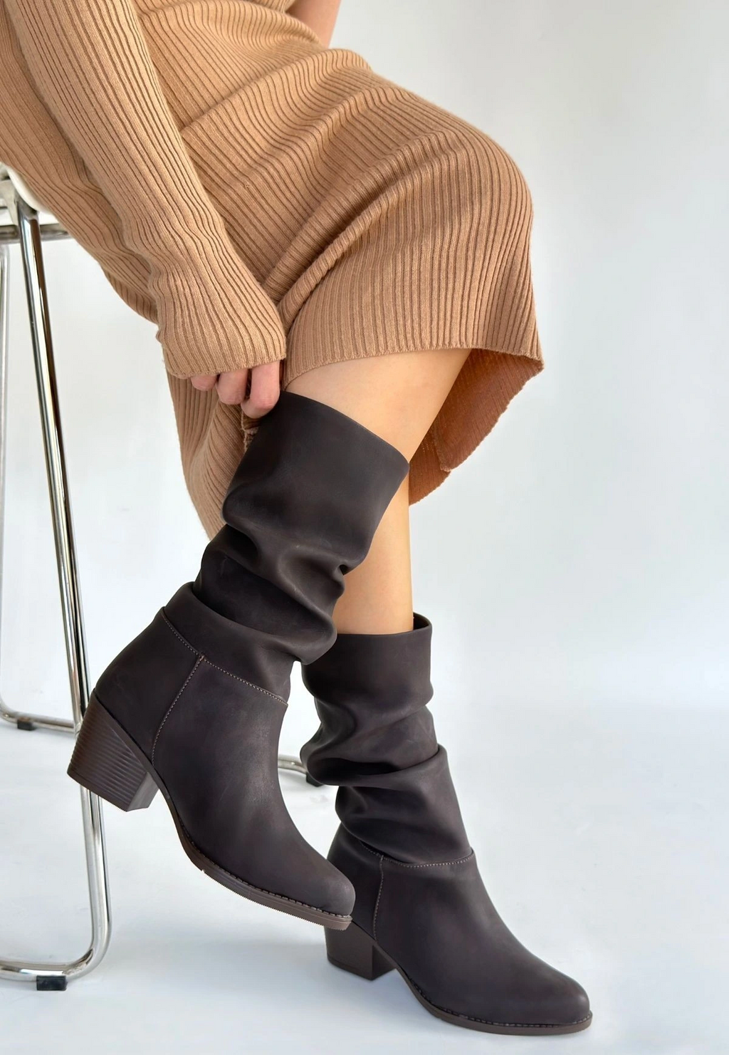 Yior Kahverengi Nubuk Topuklu Bot